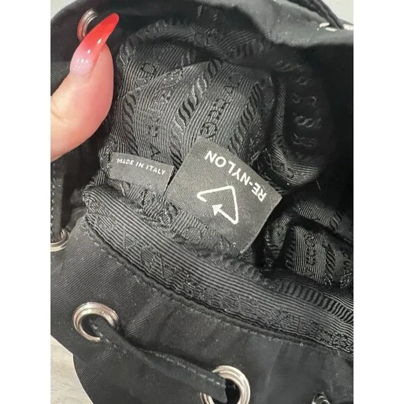 Prada Drawstring Wristlet Bucket Bag Tessuto Small